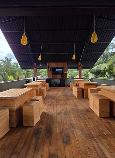 Rooftop lounge at sunset